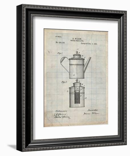 PP27 Antique Grid Parchment-Borders Cole-Framed Giclee Print