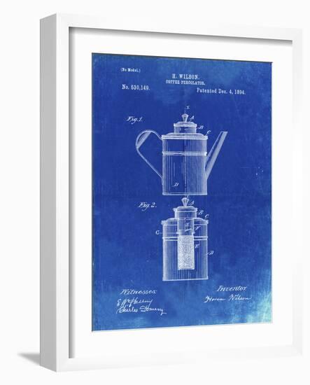 PP27 Faded Blueprint-Borders Cole-Framed Giclee Print