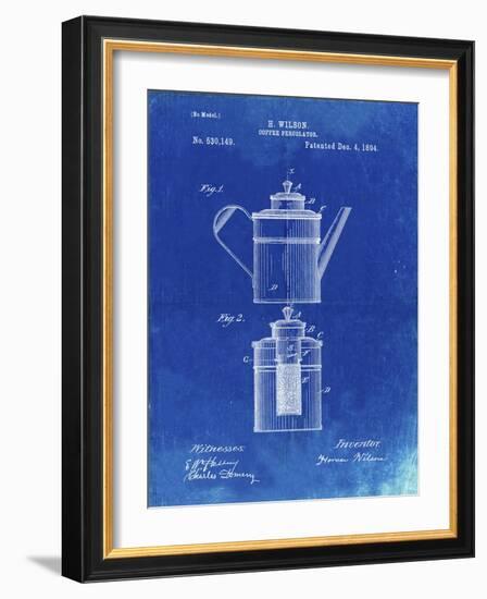 PP27 Faded Blueprint-Borders Cole-Framed Giclee Print