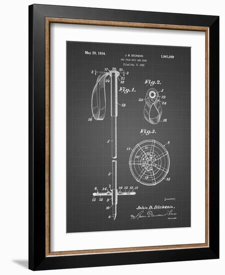 PP270-Black Grid Vintage Ski Pole Patent Poster-Cole Borders-Framed Giclee Print