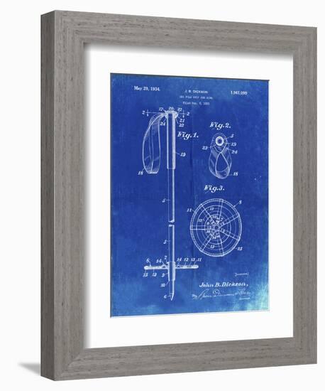 PP270-Faded Blueprint Vintage Ski Pole Patent Poster-Cole Borders-Framed Giclee Print