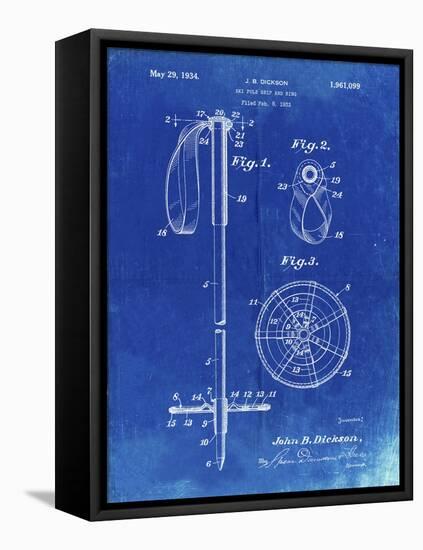 PP270-Faded Blueprint Vintage Ski Pole Patent Poster-Cole Borders-Framed Premier Image Canvas