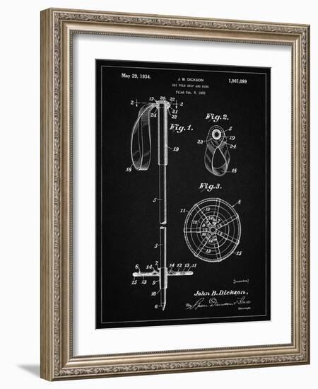 PP270-Vintage Black Vintage Ski Pole Patent Poster-Cole Borders-Framed Giclee Print