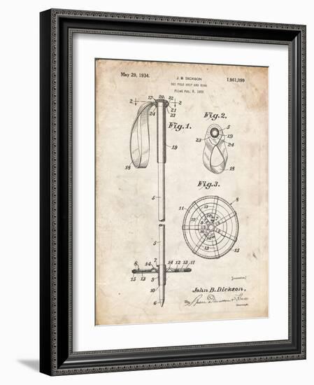 PP270-Vintage Parchment Vintage Ski Pole Patent Poster-Cole Borders-Framed Giclee Print