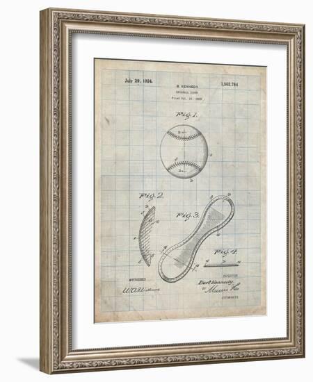 PP271-Antique Grid Parchment Vintage Baseball 1924 Patent Poster-Cole Borders-Framed Giclee Print