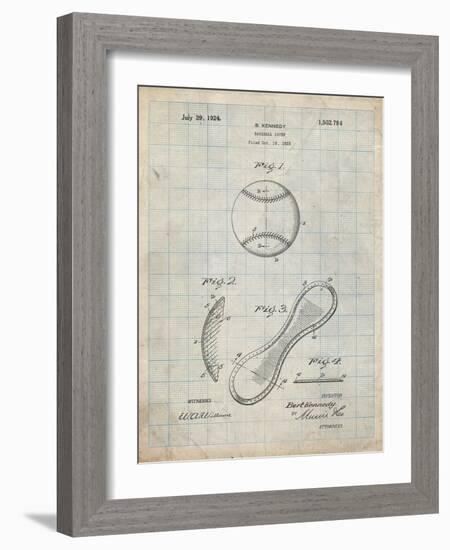 PP271-Antique Grid Parchment Vintage Baseball 1924 Patent Poster-Cole Borders-Framed Giclee Print