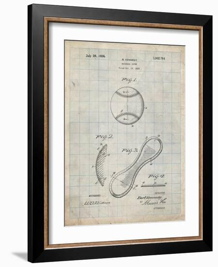 PP271-Antique Grid Parchment Vintage Baseball 1924 Patent Poster-Cole Borders-Framed Giclee Print