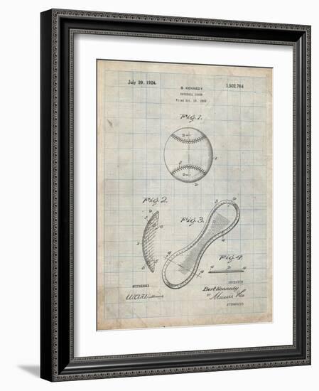 PP271-Antique Grid Parchment Vintage Baseball 1924 Patent Poster-Cole Borders-Framed Giclee Print