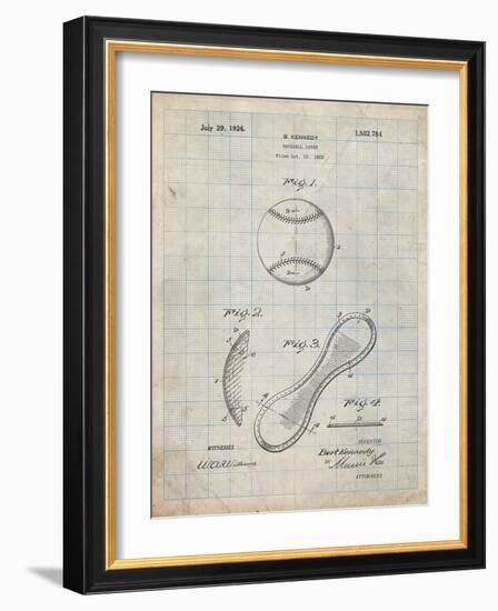 PP271-Antique Grid Parchment Vintage Baseball 1924 Patent Poster-Cole Borders-Framed Giclee Print