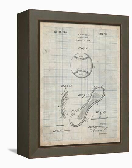 PP271-Antique Grid Parchment Vintage Baseball 1924 Patent Poster-Cole Borders-Framed Premier Image Canvas