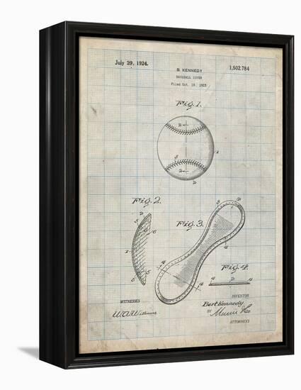 PP271-Antique Grid Parchment Vintage Baseball 1924 Patent Poster-Cole Borders-Framed Premier Image Canvas