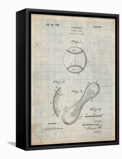 PP271-Antique Grid Parchment Vintage Baseball 1924 Patent Poster-Cole Borders-Framed Premier Image Canvas