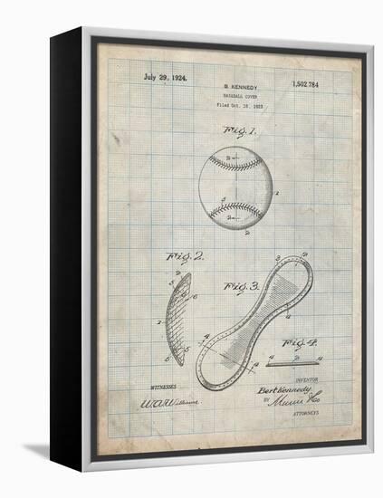 PP271-Antique Grid Parchment Vintage Baseball 1924 Patent Poster-Cole Borders-Framed Premier Image Canvas