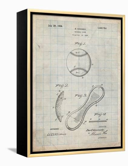 PP271-Antique Grid Parchment Vintage Baseball 1924 Patent Poster-Cole Borders-Framed Premier Image Canvas