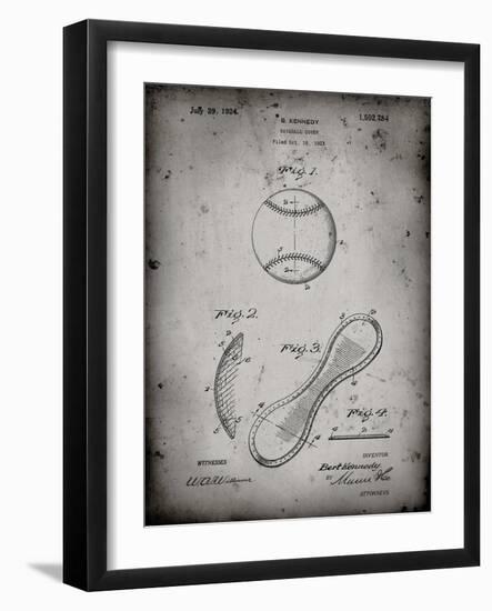 PP271-Faded Grey Vintage Baseball 1924 Patent Poster-Cole Borders-Framed Giclee Print