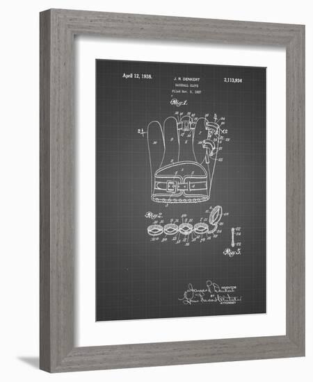 PP272-Black Grid Denkert Baseball Glove Patent Poster-Cole Borders-Framed Giclee Print