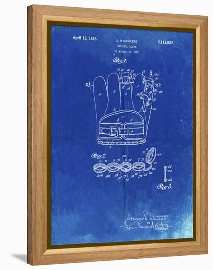 PP272-Faded Blueprint Denkert Baseball Glove Patent Poster-Cole Borders-Framed Premier Image Canvas