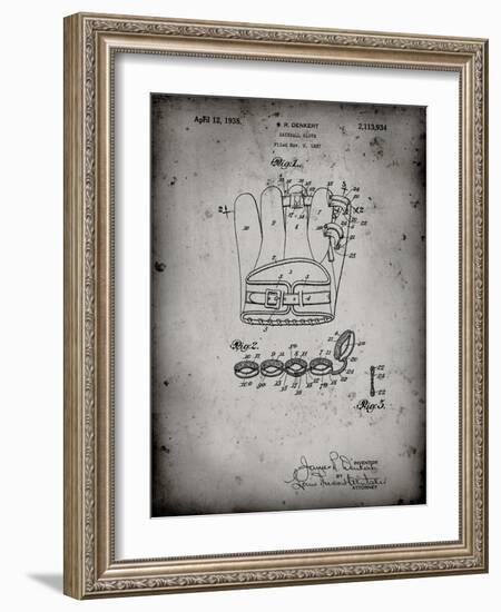 PP272-Faded Grey Denkert Baseball Glove Patent Poster-Cole Borders-Framed Giclee Print