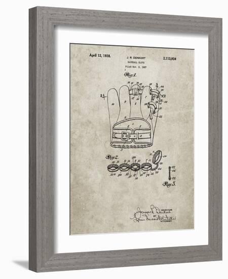 PP272-Sandstone Denkert Baseball Glove Patent Poster-Cole Borders-Framed Giclee Print