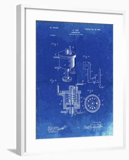 PP273-Faded Blueprint Ford Carburetor 1898 Patent Poster-Cole Borders-Framed Giclee Print