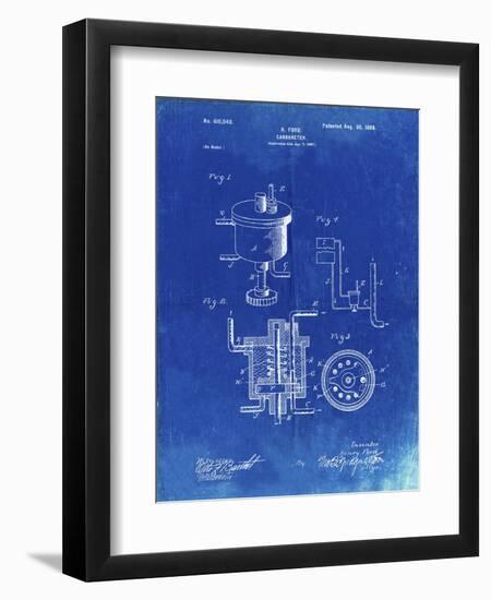 PP273-Faded Blueprint Ford Carburetor 1898 Patent Poster-Cole Borders-Framed Giclee Print