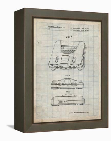 PP276-Antique Grid Parchment Nintendo 64 Patent Poster-Cole Borders-Framed Premier Image Canvas