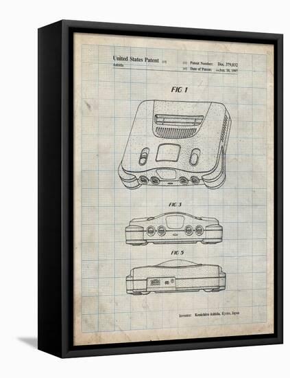 PP276-Antique Grid Parchment Nintendo 64 Patent Poster-Cole Borders-Framed Premier Image Canvas