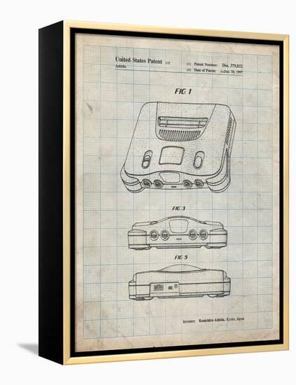 PP276-Antique Grid Parchment Nintendo 64 Patent Poster-Cole Borders-Framed Premier Image Canvas