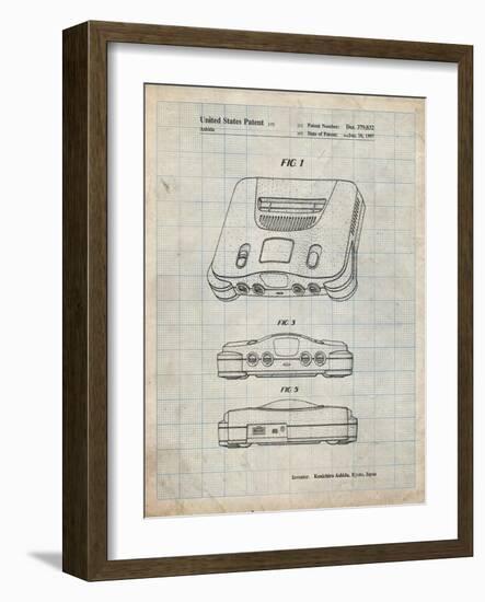 PP276-Antique Grid Parchment Nintendo 64 Patent Poster-Cole Borders-Framed Giclee Print