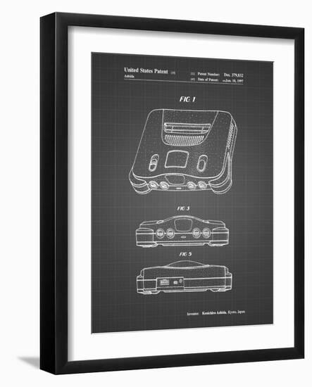 PP276-Black Grid Nintendo 64 Patent Poster-Cole Borders-Framed Giclee Print