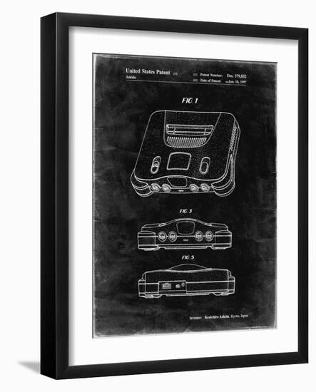 PP276-Black Grunge Nintendo 64 Patent Poster-Cole Borders-Framed Giclee Print