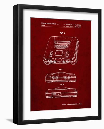 PP276-Burgundy Nintendo 64 Patent Poster-Cole Borders-Framed Giclee Print