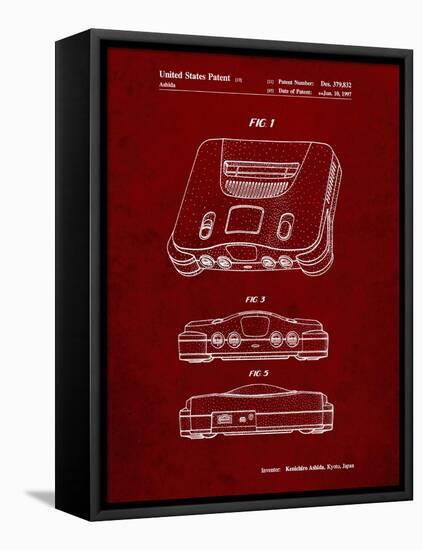 PP276-Burgundy Nintendo 64 Patent Poster-Cole Borders-Framed Premier Image Canvas