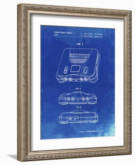 PP276-Faded Blueprint Nintendo 64 Patent Poster-Cole Borders-Framed Giclee Print