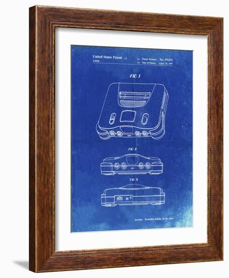 PP276-Faded Blueprint Nintendo 64 Patent Poster-Cole Borders-Framed Giclee Print