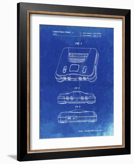 PP276-Faded Blueprint Nintendo 64 Patent Poster-Cole Borders-Framed Giclee Print