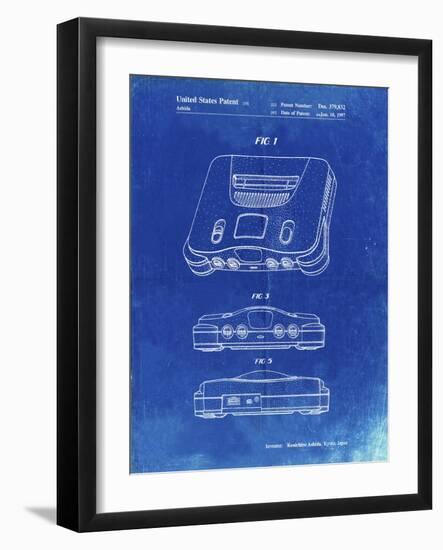 PP276-Faded Blueprint Nintendo 64 Patent Poster-Cole Borders-Framed Giclee Print