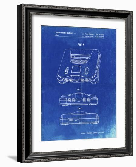 PP276-Faded Blueprint Nintendo 64 Patent Poster-Cole Borders-Framed Giclee Print