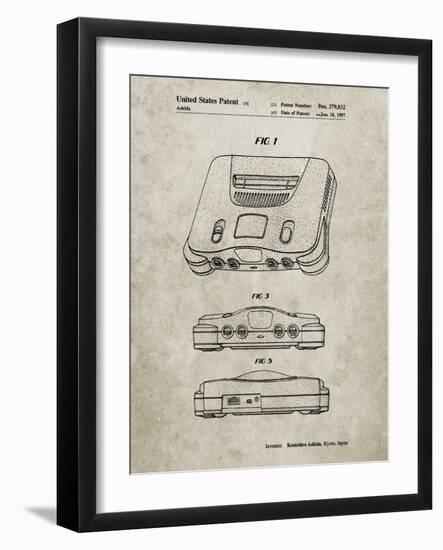 PP276-Sandstone Nintendo 64 Patent Poster-Cole Borders-Framed Giclee Print