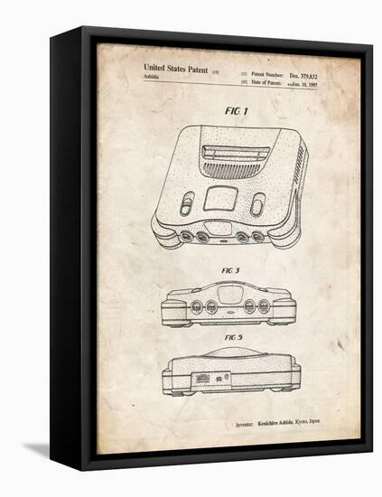 PP276-Vintage Parchment Nintendo 64 Patent Poster-Cole Borders-Framed Premier Image Canvas