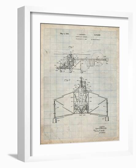 PP28 Antique Grid Parchment-Borders Cole-Framed Giclee Print