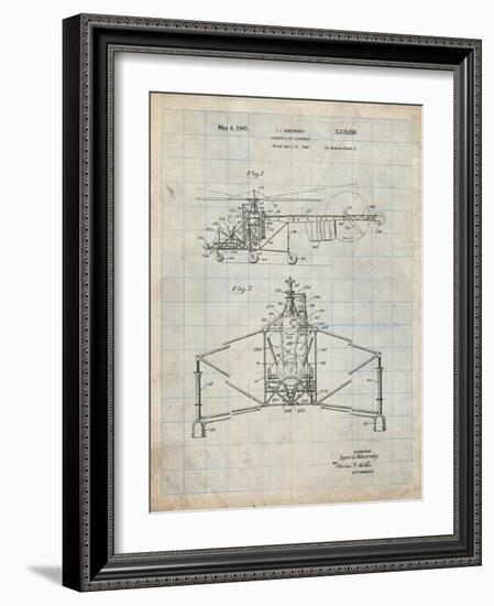 PP28 Antique Grid Parchment-Borders Cole-Framed Giclee Print