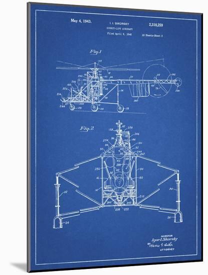PP28 Blueprint-Borders Cole-Mounted Giclee Print