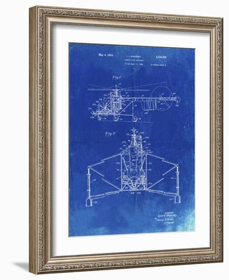 PP28 Faded Blueprint-Borders Cole-Framed Giclee Print