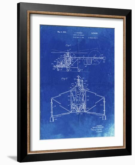 PP28 Faded Blueprint-Borders Cole-Framed Giclee Print