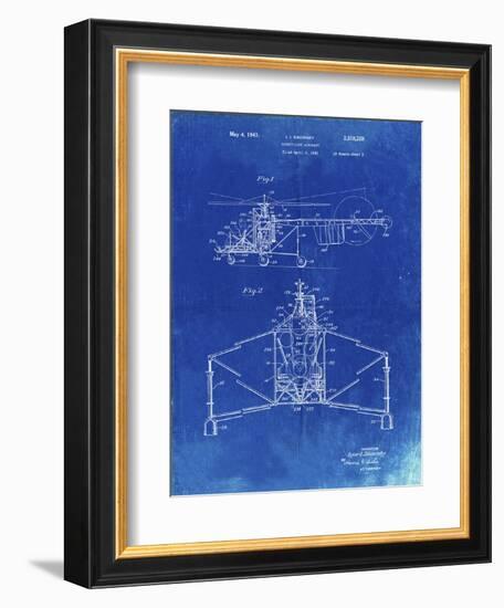 PP28 Faded Blueprint-Borders Cole-Framed Giclee Print