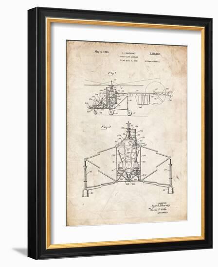 PP28 Vintage Parchment-Borders Cole-Framed Giclee Print