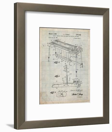 PP281-Antique Grid Parchment Fender Pedal Steel Guitar Patent Poster-Cole Borders-Framed Giclee Print