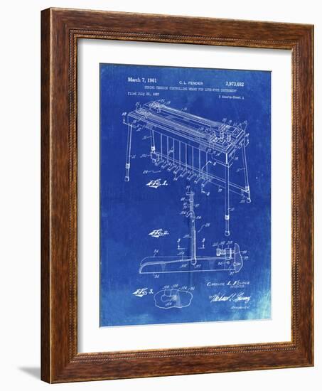 PP281-Faded Blueprint Fender Pedal Steel Guitar Patent Poster-Cole Borders-Framed Giclee Print