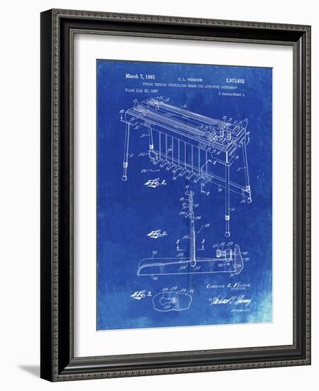 PP281-Faded Blueprint Fender Pedal Steel Guitar Patent Poster-Cole Borders-Framed Giclee Print